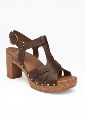 Dansko Daniela Heel Open Toe Sandal Strappy  Leather Chunky Sz EU 40, US 9.5-10